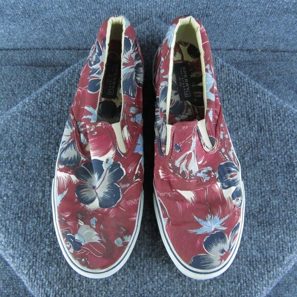 Sperry Floral Men Boat Shoe Size 11.5 Medium‎ Red Fabric Slip On - Picture 3 of 10